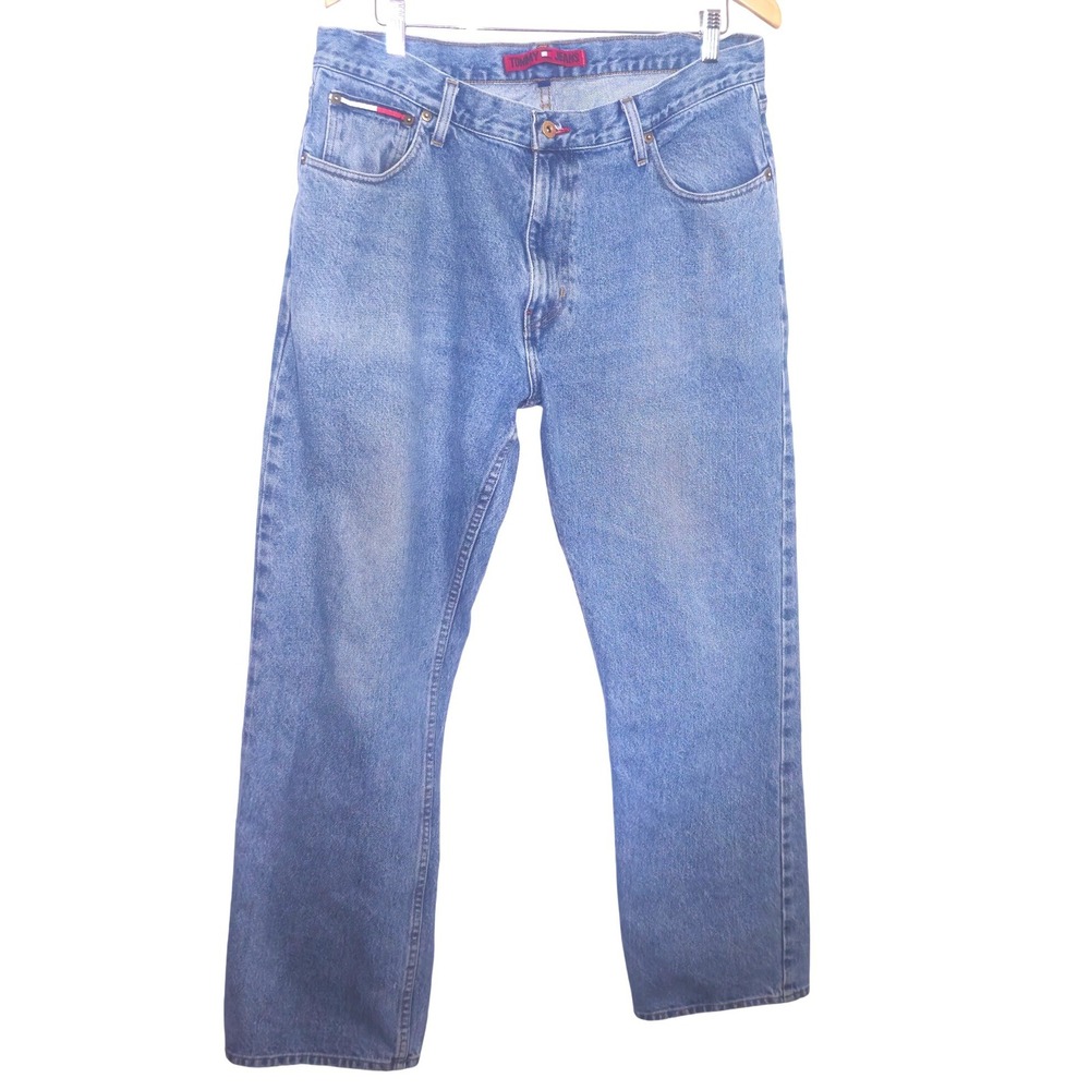 Mens Vintage Tommy Hilfiger Jeans Tag Size 36x32 Loose Straight Denim Pants‎